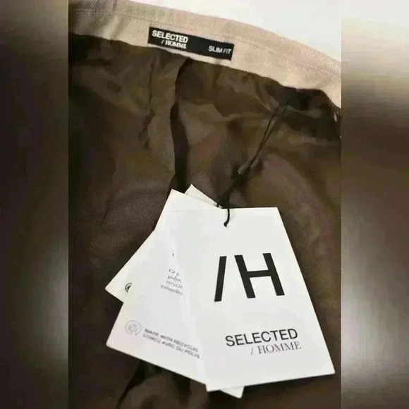 NWT SELECTED HOMME Tan  Beige Polyester Stretch Soft Jersey Blazer Jacket 40R - Picture 9 of 11